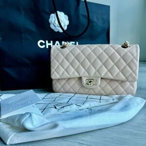 Chanel Medium Classic Flap beige (powder pink limited edition color)